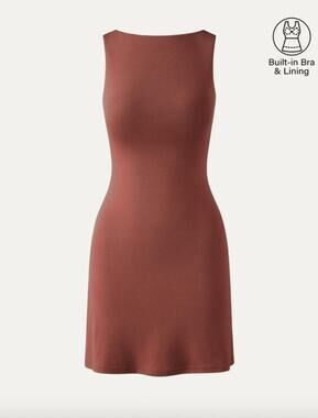 OGL Dress Size M NEW Cooling Open Back Bra Mini Red Clay Burnt Sienna
